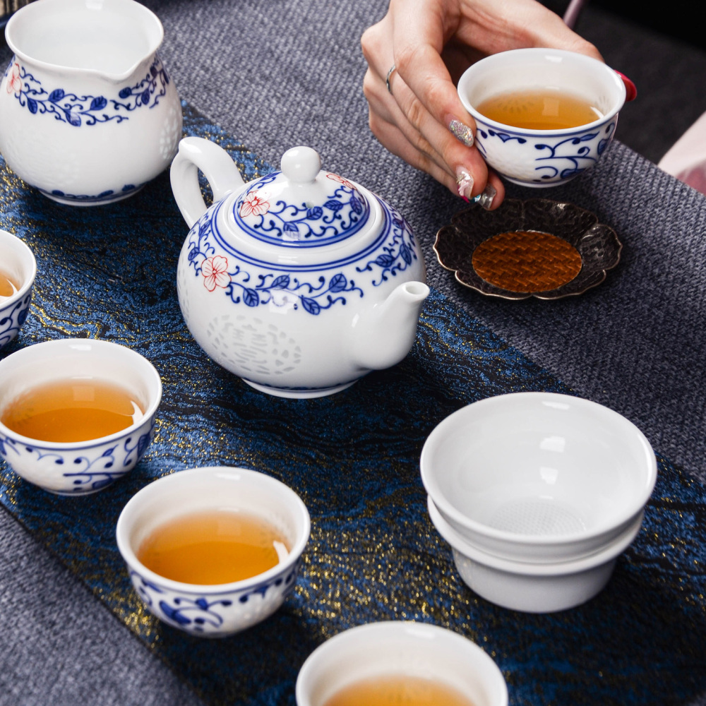 Ceramicpavilion|Treasure Linglong Porcelain Tea Set|Handpainted