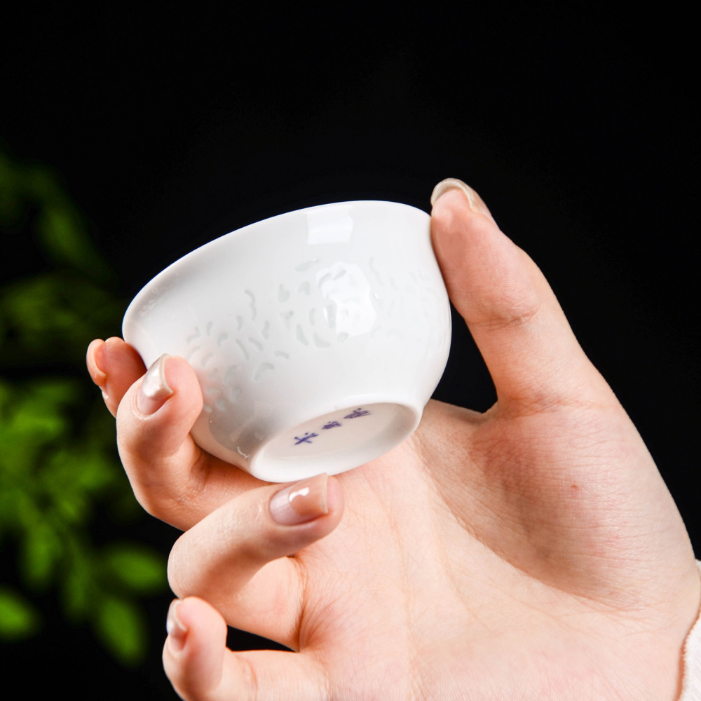 Ceramicpavilion|Celadon Glazed Tea Set with Phoenix Feather Pattern
