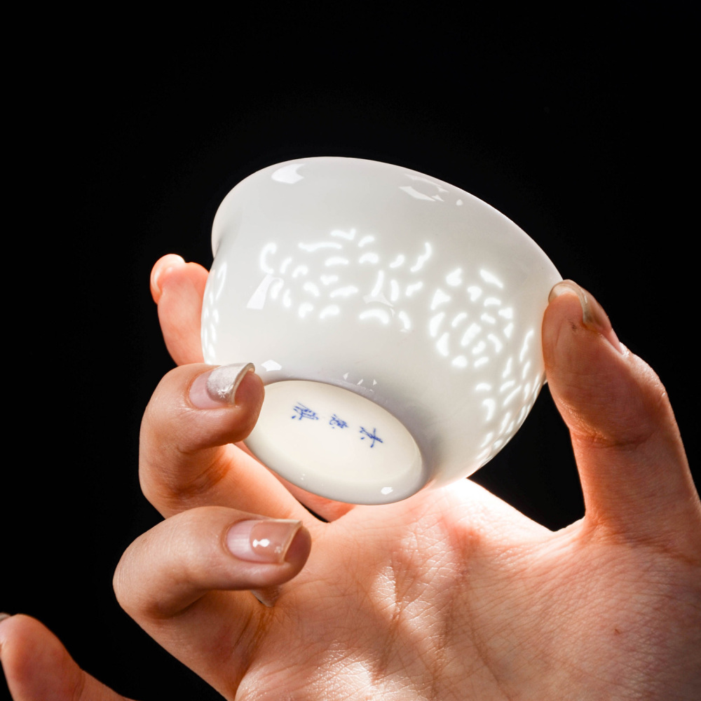 Ceramicpavilion|Celadon Glazed Tea Set with Phoenix Feather Pattern