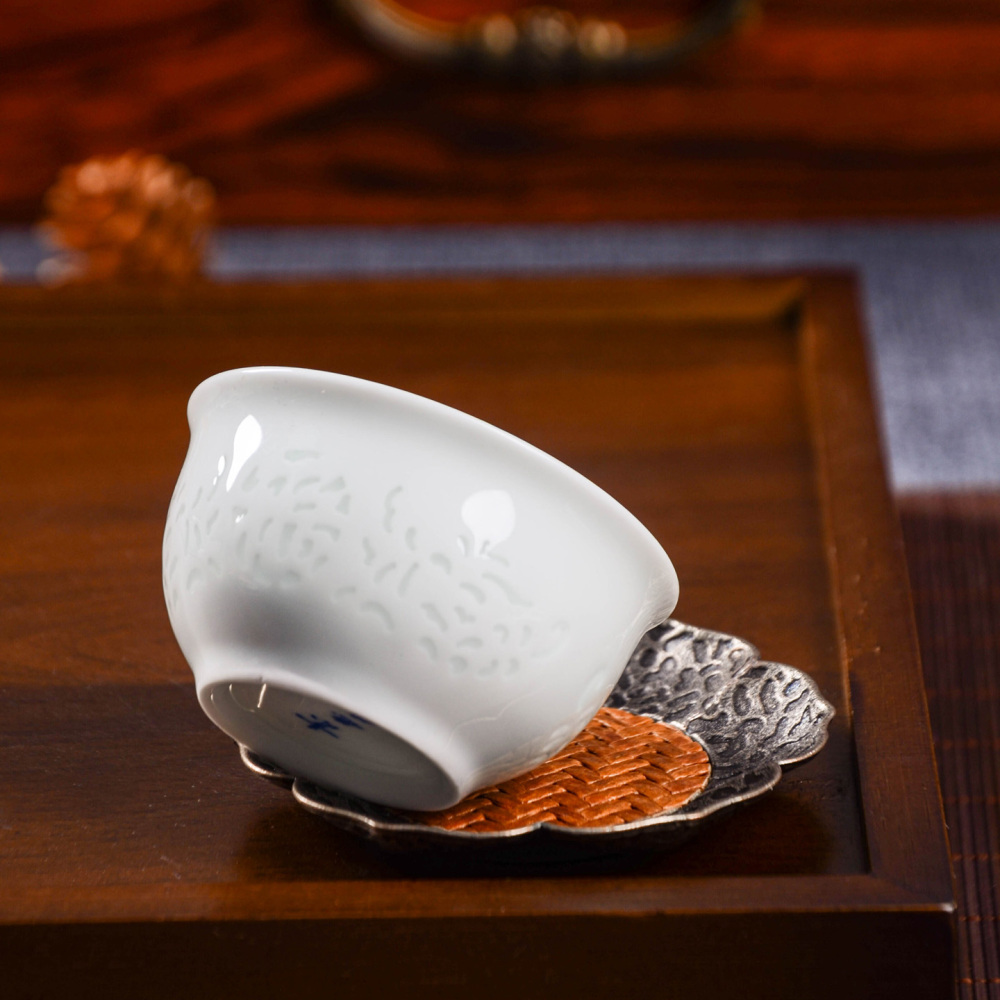 Ceramicpavilion|Celadon Glazed Tea Set with Phoenix Feather Pattern