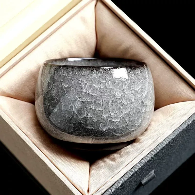 Ceramicpavilion|Jingdezhen Ice Crackle Glaze Teacup – Handcrafted Porcelain Tea Cup with Frosted Texture