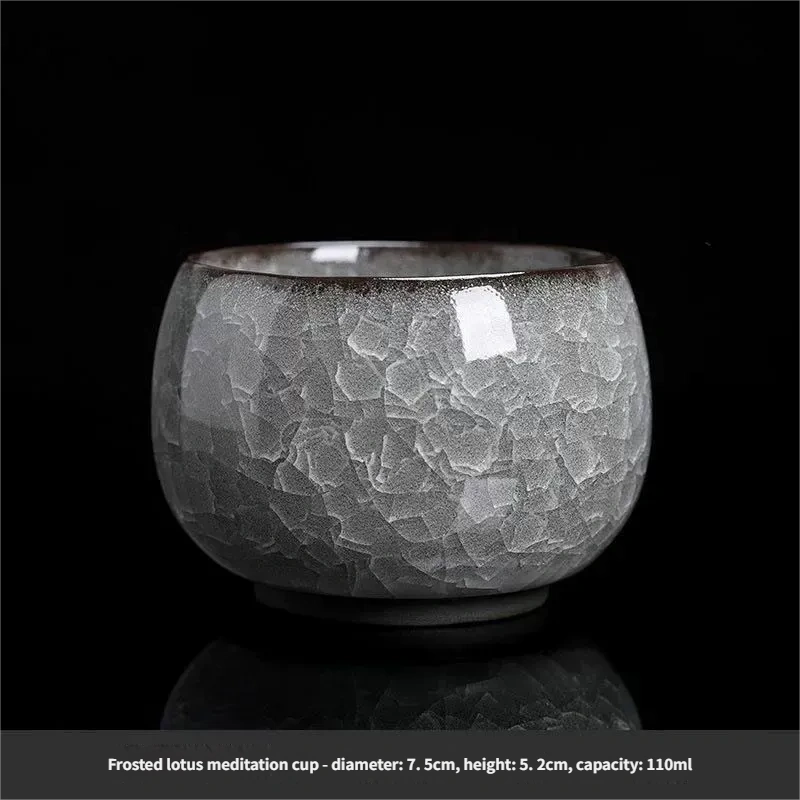 Ceramicpavilion|Jingdezhen Ice Crackle Glaze Teacup – Handcrafted Porcelain Tea Cup with Frosted Texture