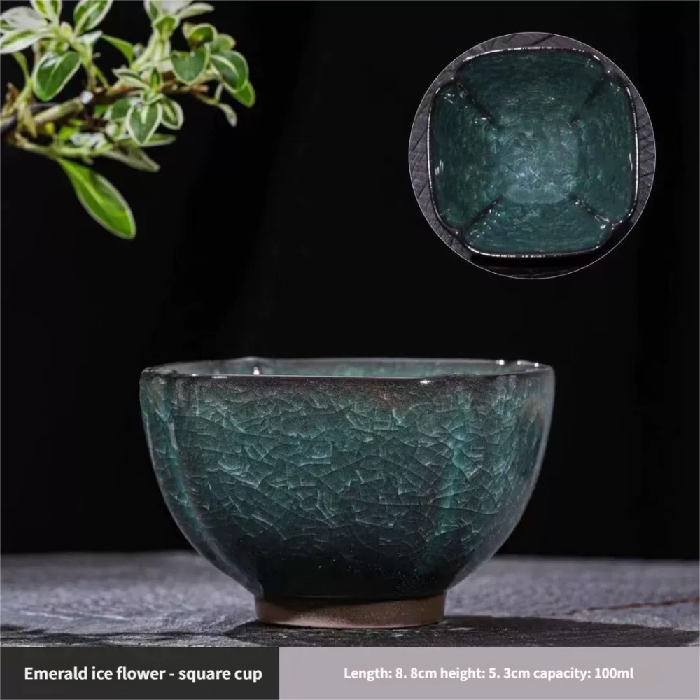 Ceramicpavilion|Jingdezhen Ice Crackle Glaze Teacup – Handcrafted Porcelain Tea Cup with Frosted Texture