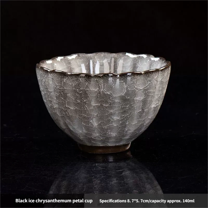 Ceramicpavilion|Jingdezhen Ice Crackle Glaze Teacup – Handcrafted Porcelain Tea Cup with Frosted Texture