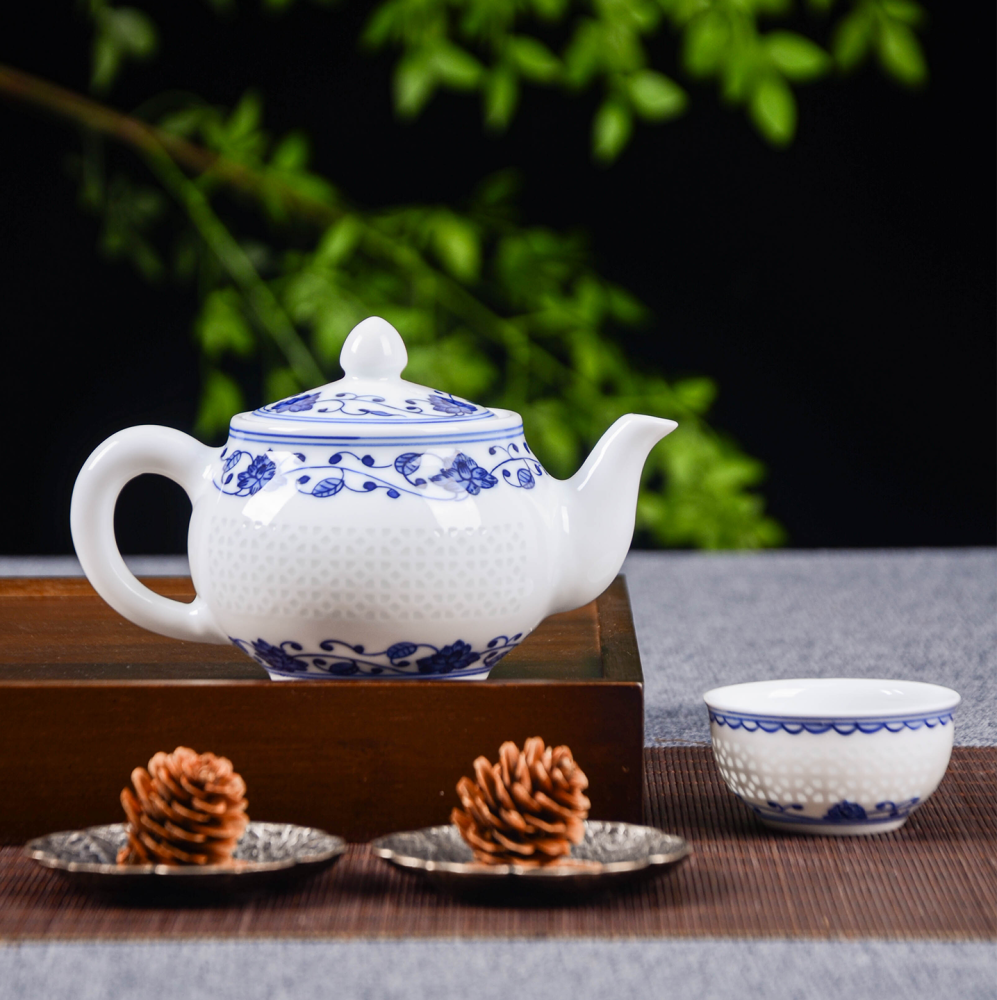 Ceramicpavilion|Window Grilles Scrolling Lotus Tea Set|Porcelain
