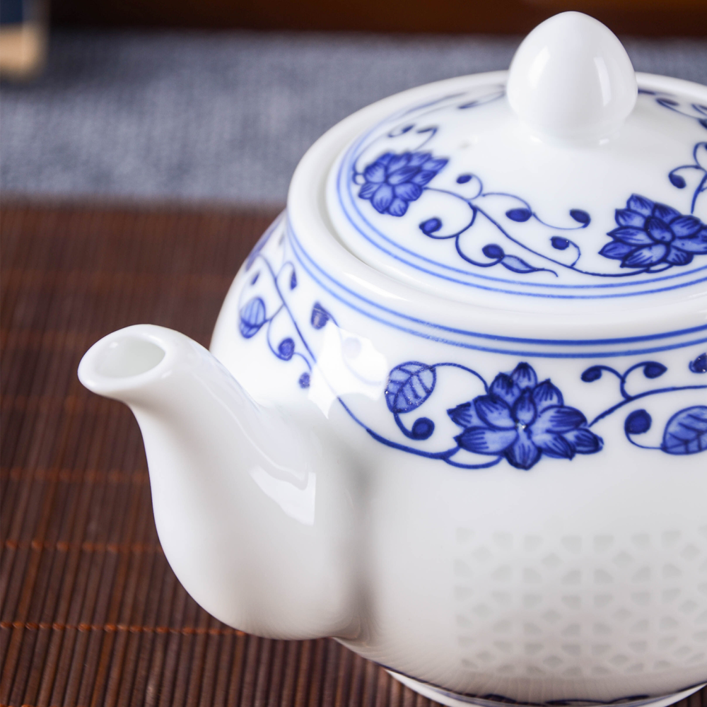 Ceramicpavilion|Window Grilles Scrolling Lotus Tea Set|Porcelain