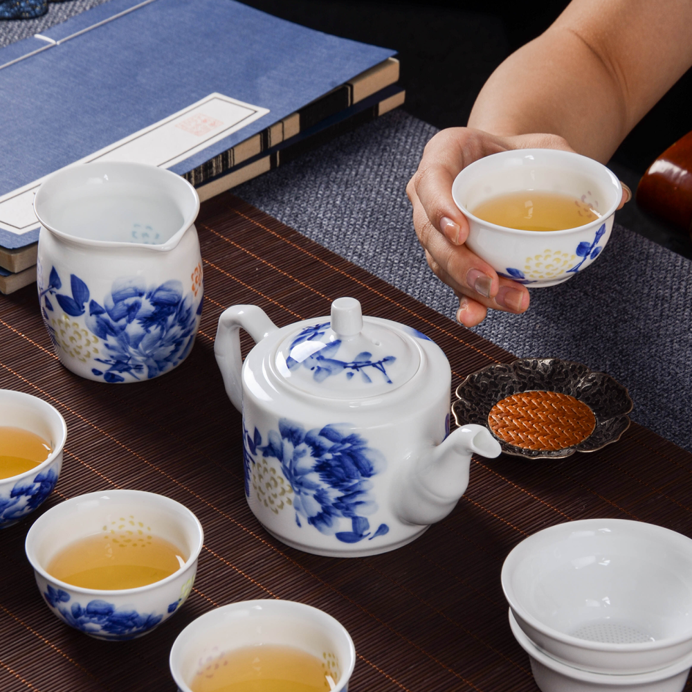Ceramicpavilion|Peony Linglong Porcelain Tea Set|Handmade