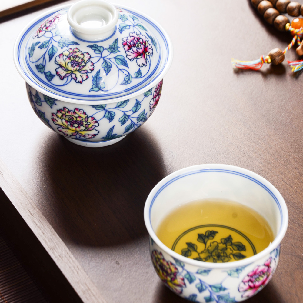 Doucai Peony Gongfu Tea Set