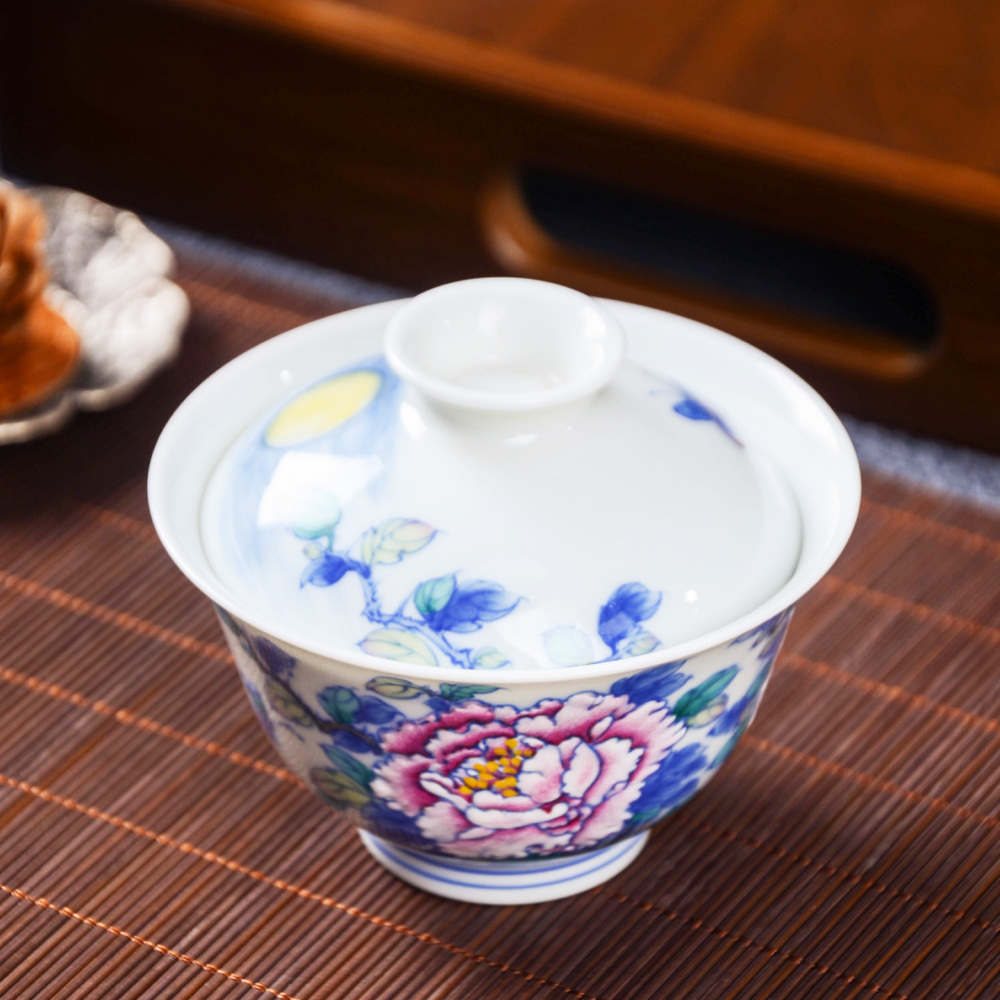 Celadon-patterned Night Scene Peony Gongfu Tea Set
