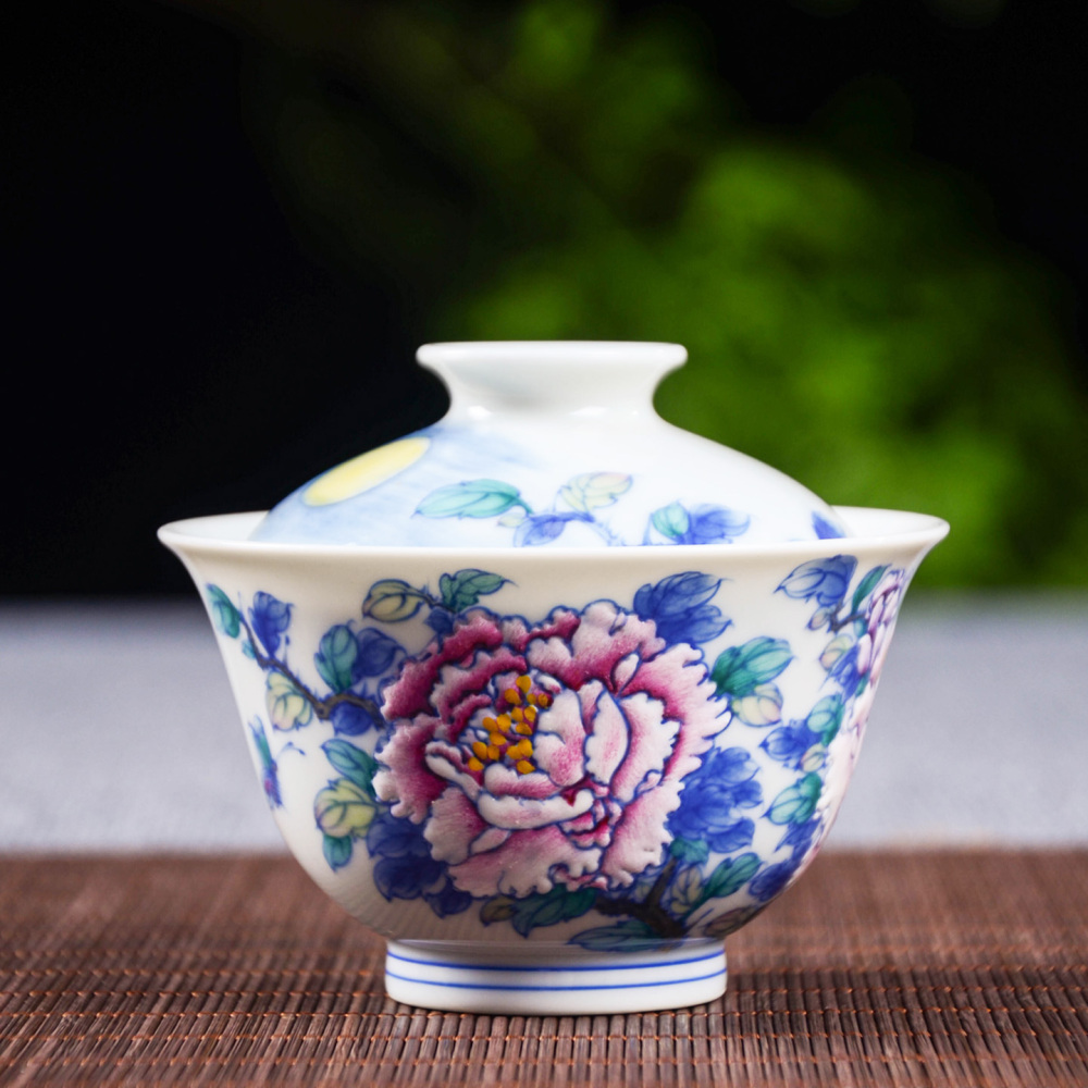Celadon-patterned Night Scene Peony Gongfu Tea Set
