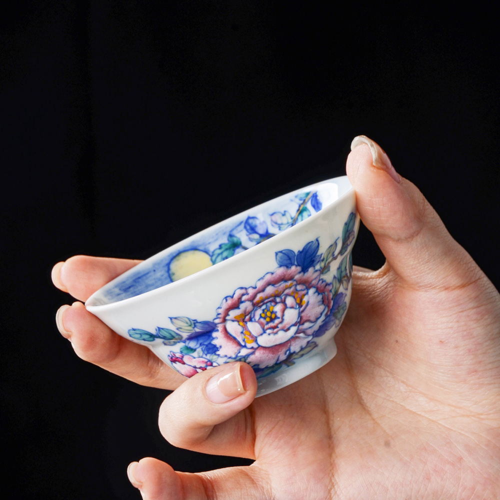 Celadon-patterned Night Scene Peony Gongfu Tea Set