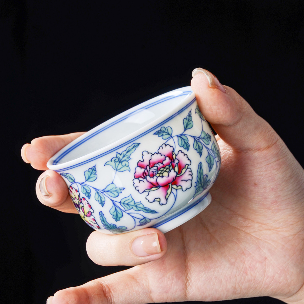 Ceramicpavilion|Doucai Peony Gongfu Tea Set|Handmade