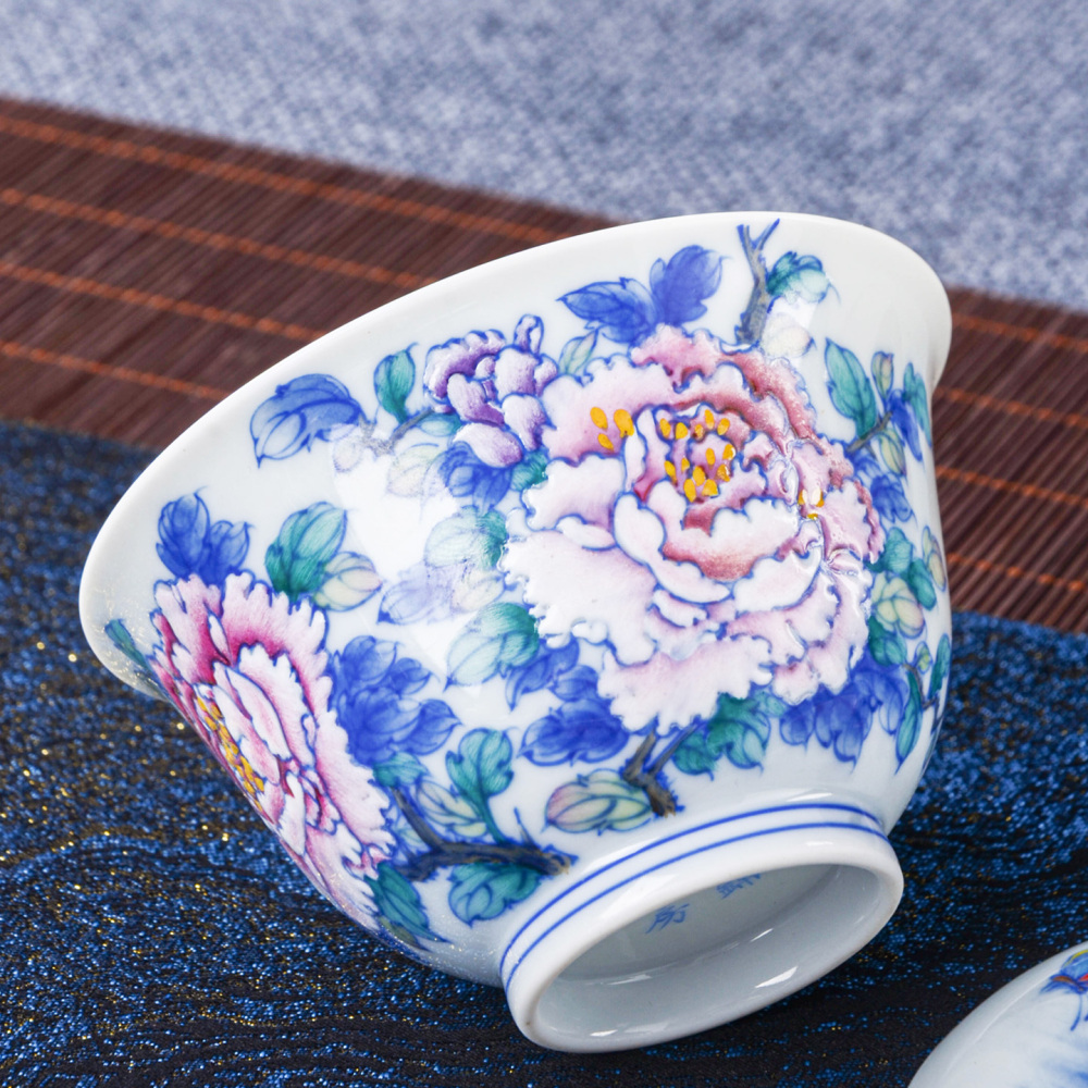 Celadon-patterned Night Scene Peony Gongfu Tea Set