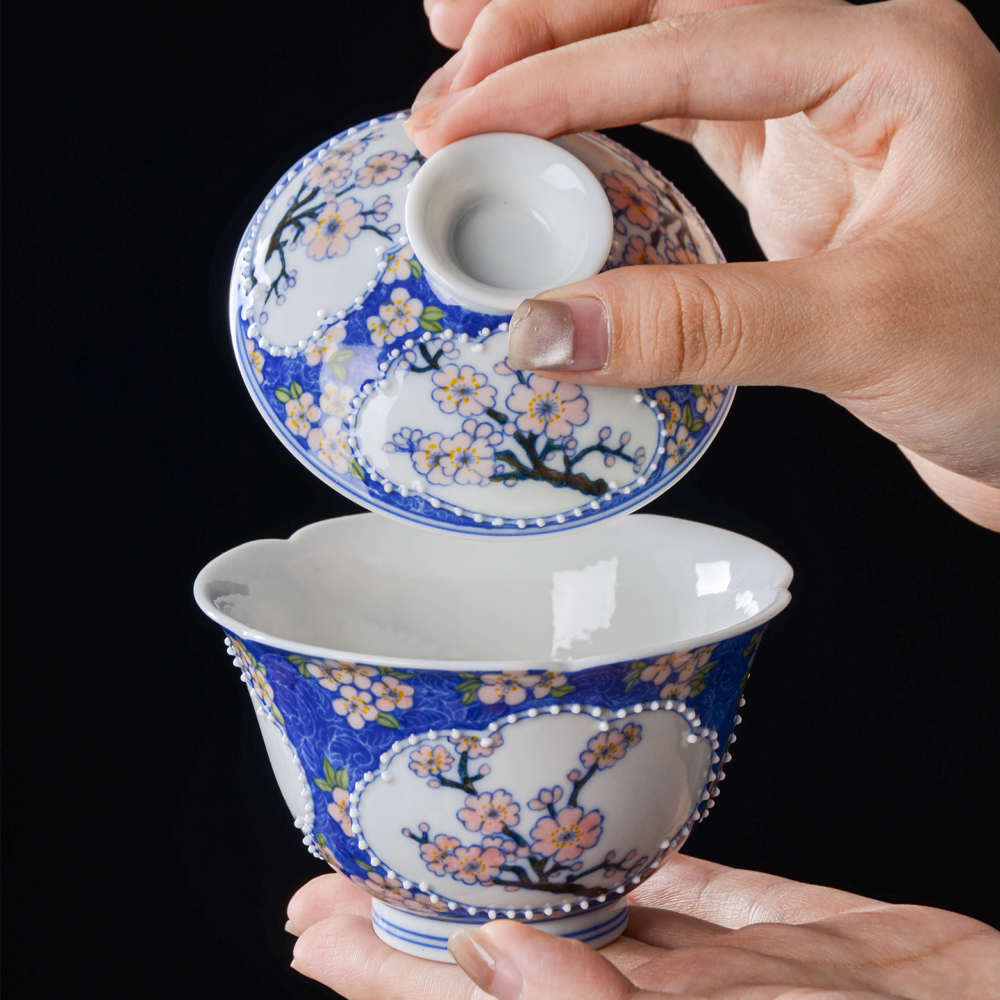 Ceramicpavilion|Openwork Window Plum Blossom Gaiwan|Handmade