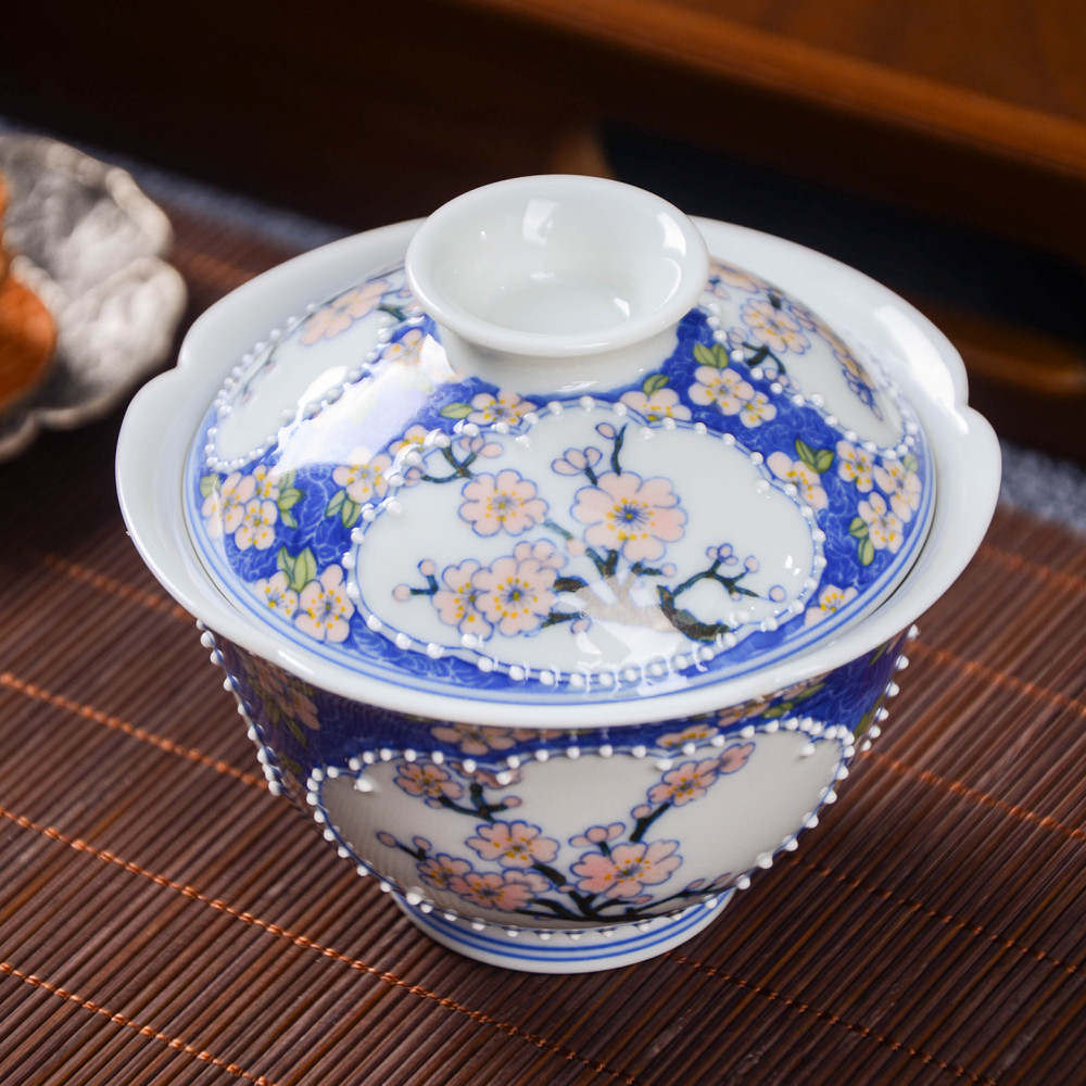 Ceramicpavilion|Openwork Window Plum Blossom Gaiwan|Handmade