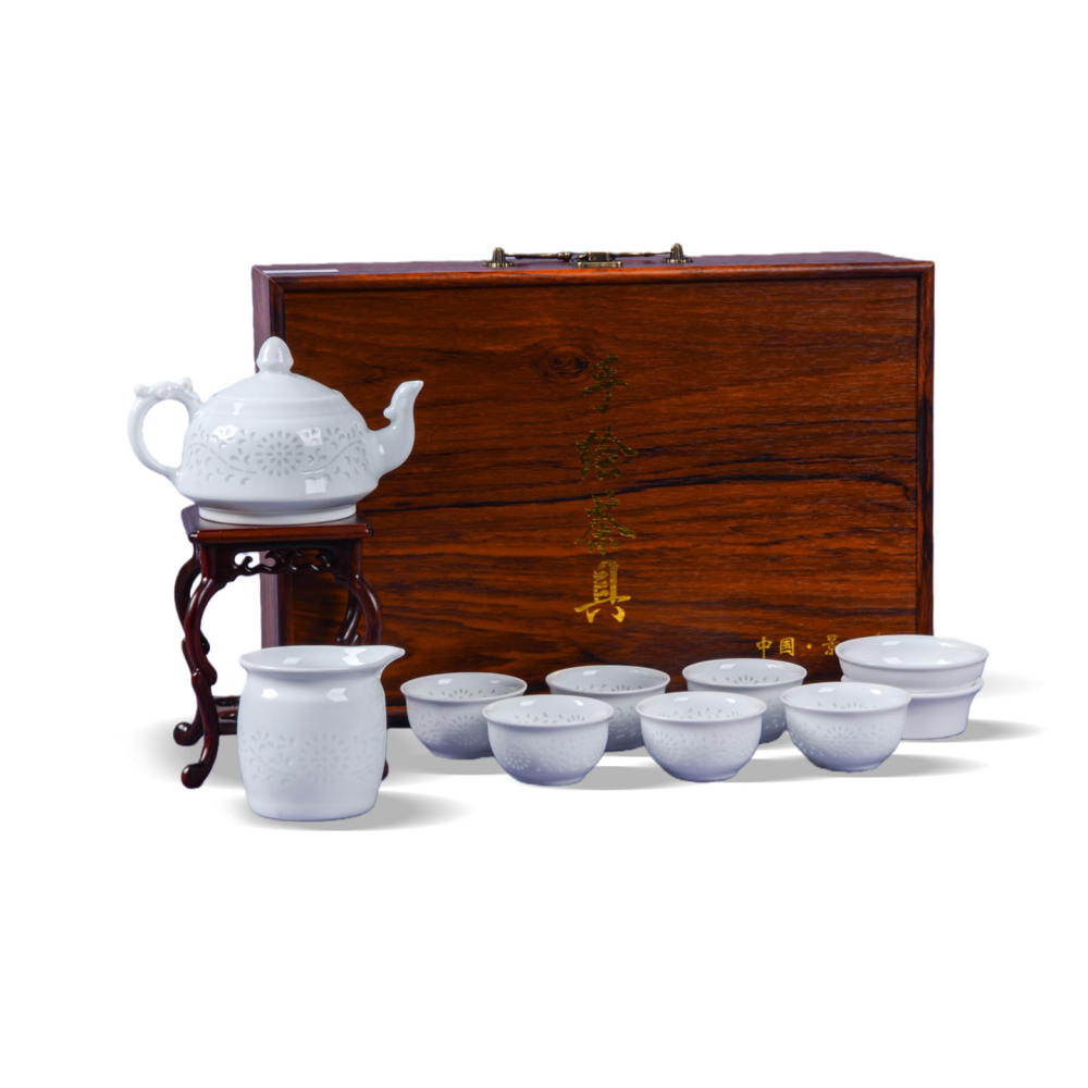 Ceramicpavilion|Celadon Glazed Tea Set with Sun Blossom Pattern