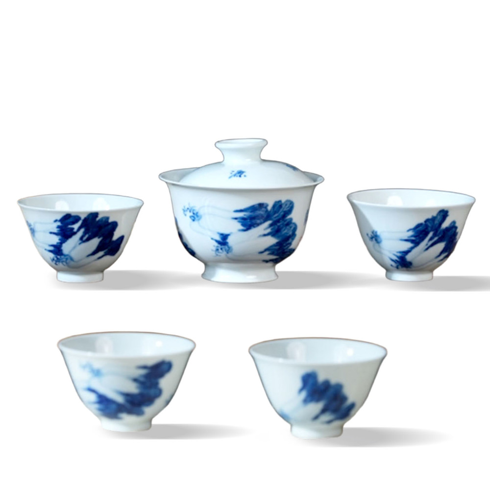 Ceramicpavilion|Wealthy Cabbage Gaiwan|Handmade|Blue and White