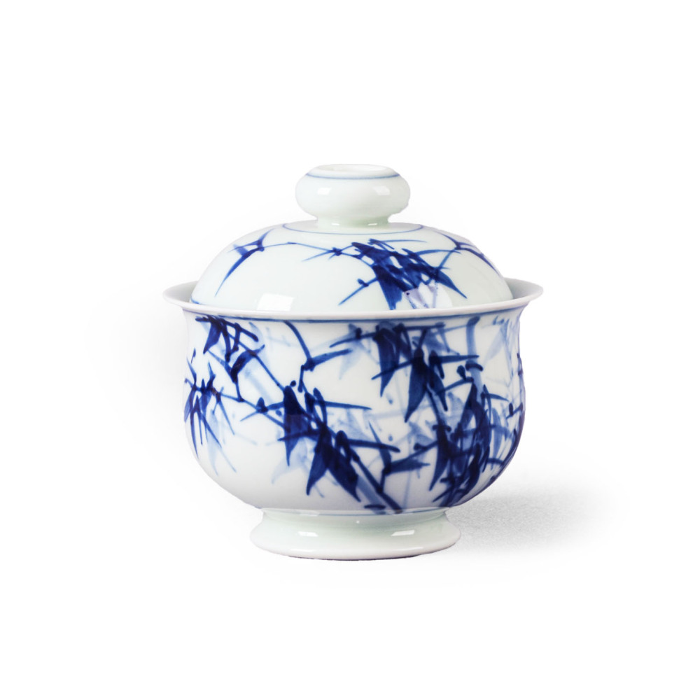 Ceramicpavilion|Blue and White Bamboo Pattern Censer-shaped Gaiwan