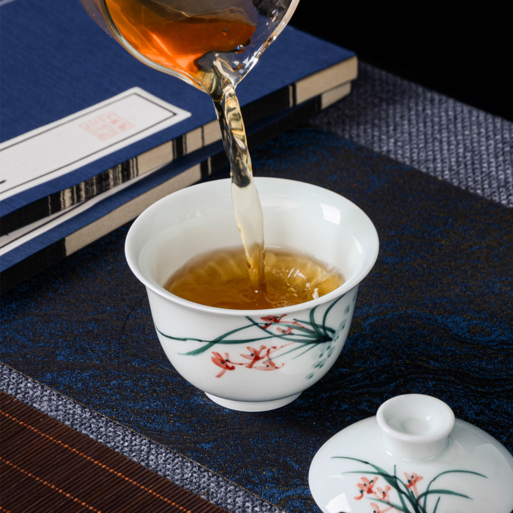 Ceramicpavilion|Orchid Serenity Gaiwan|Hand-painted|Ceramic