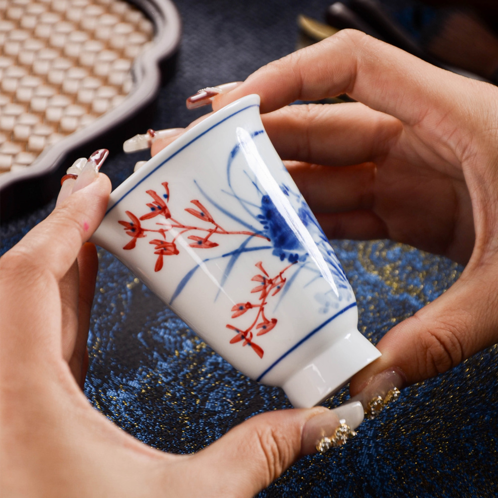Ceramicpavilion|Orchid Serenity Gaiwan|Hand-painted|Ceramic