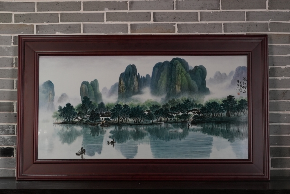 Ceramicpavilion|Li River Mist and Rain" Porcelain plate painting