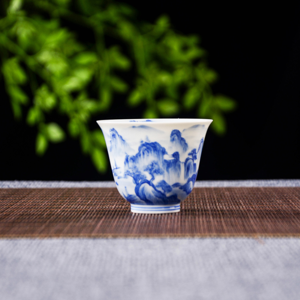 Hand-painted blue-and-white landscape tea sets