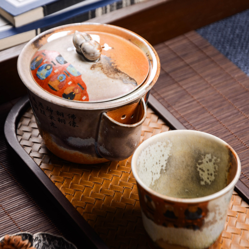 Ceramicpavilion|A thousand Buddha hand-painted Kung Fu tea set from the Mogao Caves