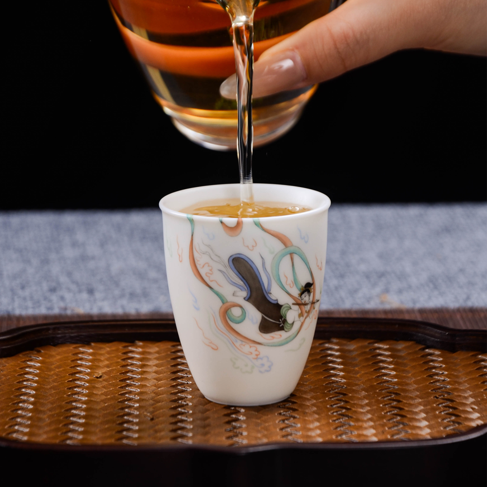 Ceramicpavilion|Flying Apsaras Play the Flute Tea Cup