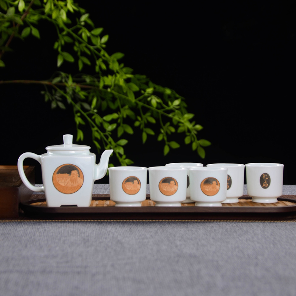 Ceramicpavilion|Hand-painted|Confucian Culture Tea Set