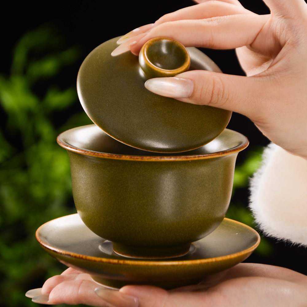 Ceramicpavilion|Tea Dust Glaze Ingot-shaped Gaiwan
