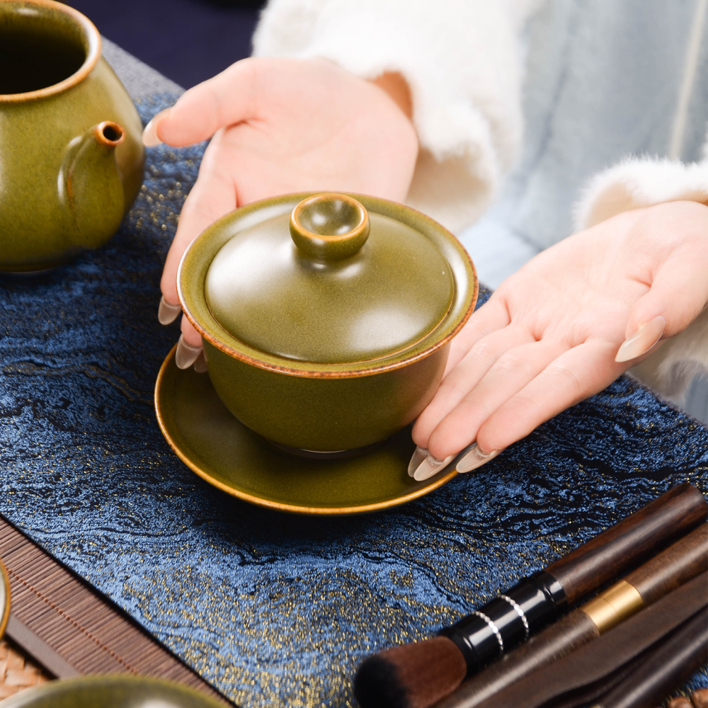 Ceramicpavilion|Tea Dust Glaze Ingot-shaped Gaiwan
