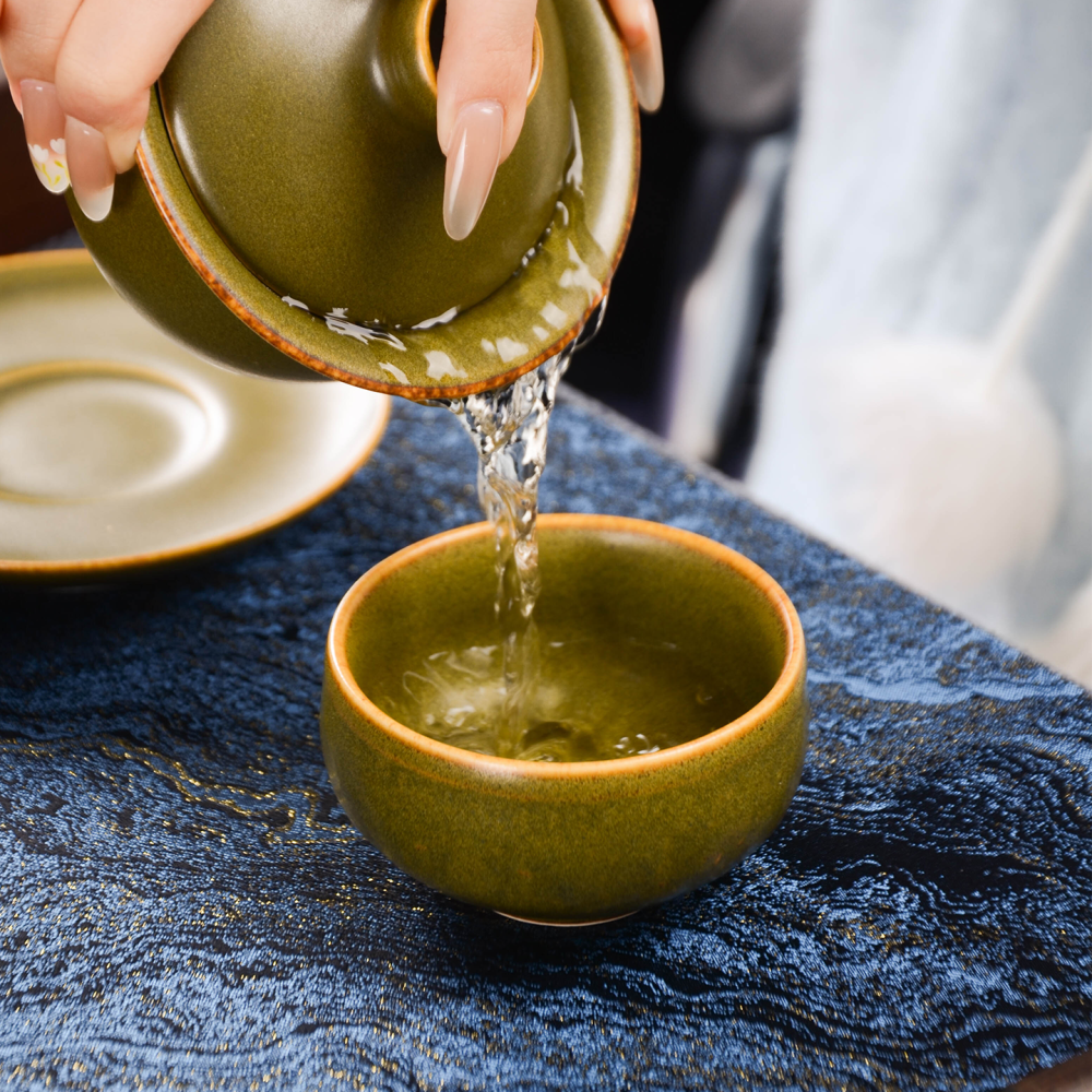 Ceramicpavilion|Tea Dust Glaze Ingot-shaped Gaiwan