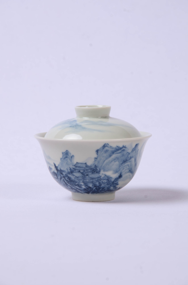 Hand-painted blue-and-white landscape tea sets