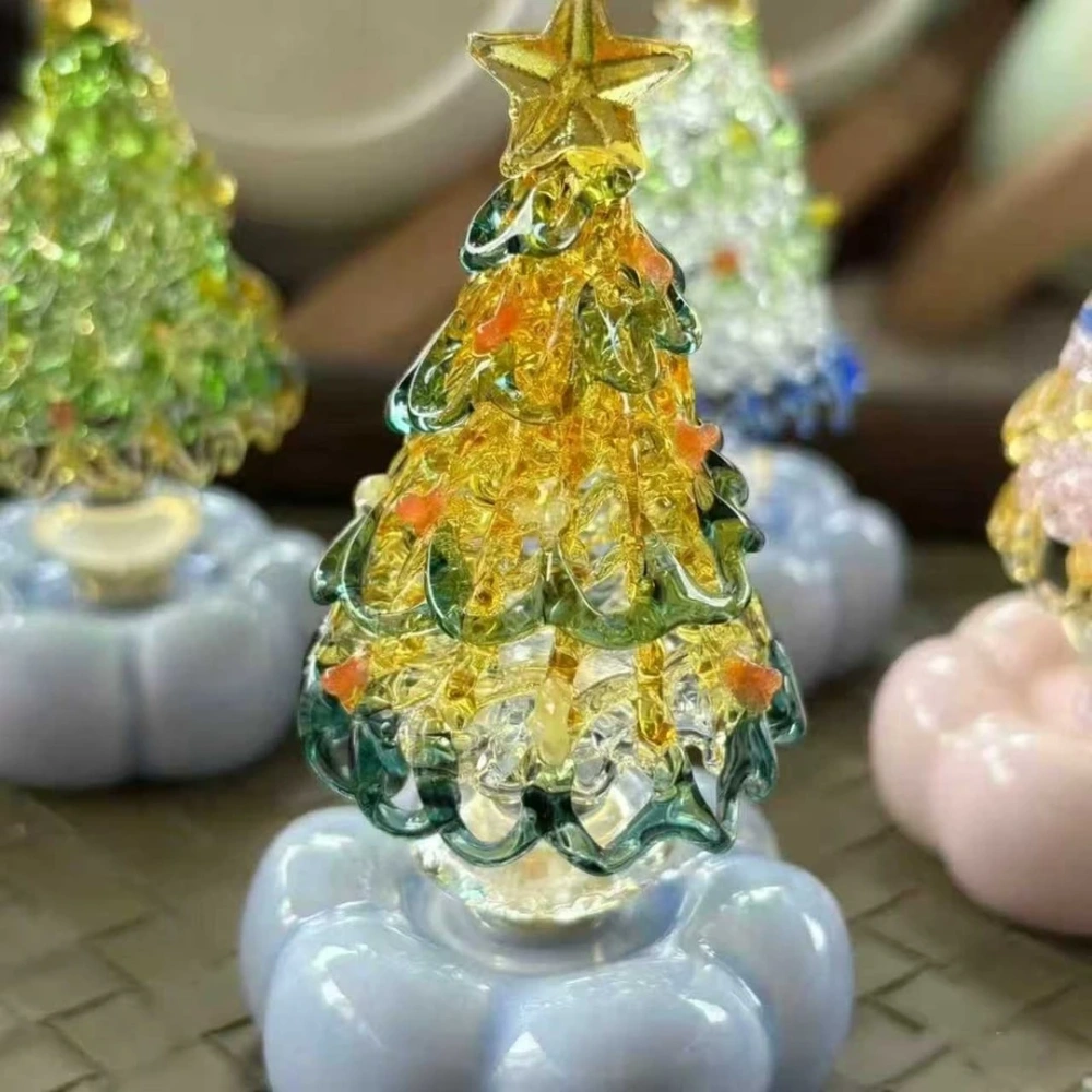 Handcrafted rotating crystal Christmas tree