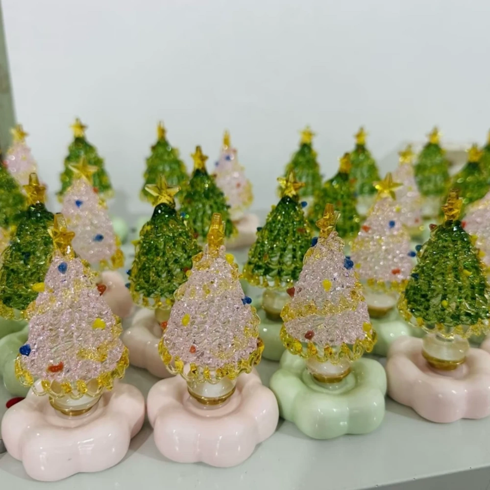 Handcrafted rotating crystal Christmas tree