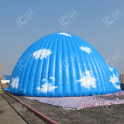 CH Giant Blue And White Inflatable Dome Tent With LED Light Inflatable Party Tent For Sale