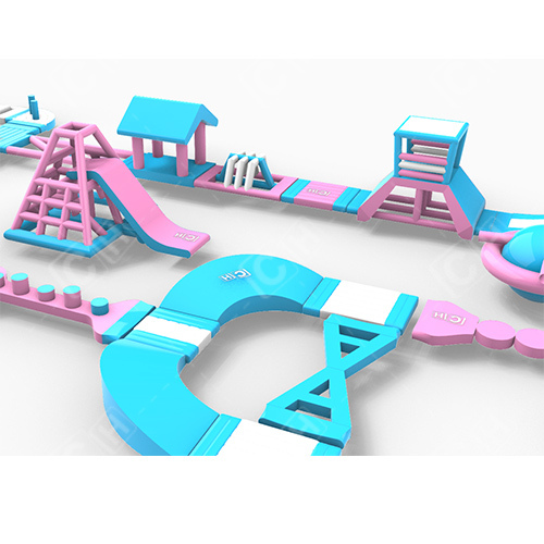CH Lake Inflatable Water Park White Blue Pink Ocean Park Inflatable Theme Aqua Park