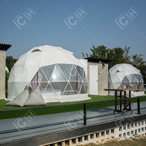 CH Transparent Igloo Geodesic Dome Tent Glamping Dome Tent With Bathroom