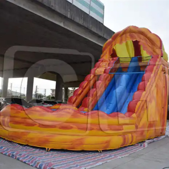 CH Commercial Inflatable Orange Water Slide With Pool For Summer, Inflatable Black Wet Slide Bouncer For Adult