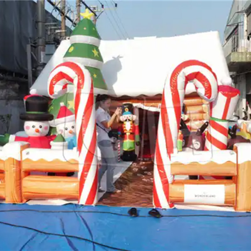 CH Festival Christmas Cartoon House Elk Sled Santa's Home Inflatable House Tent