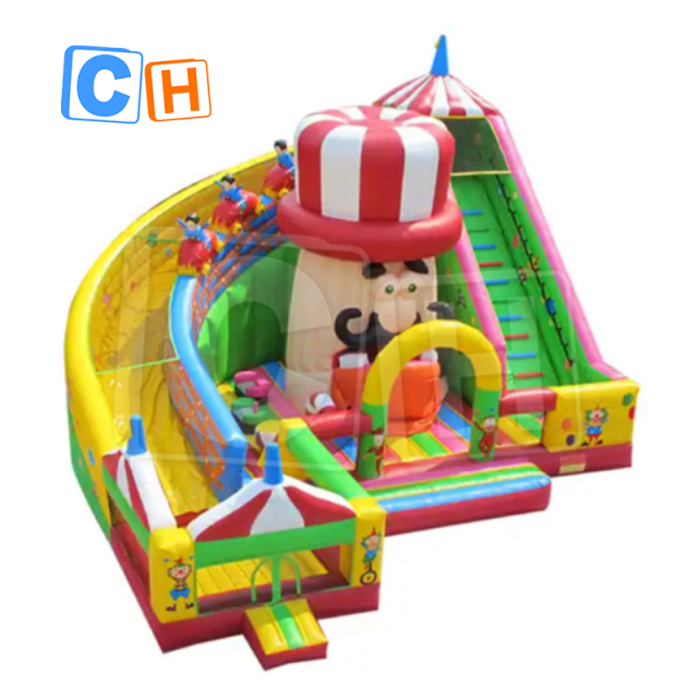 CH Customized Most Interesting Inflatable Circus Castle With Giant Slide