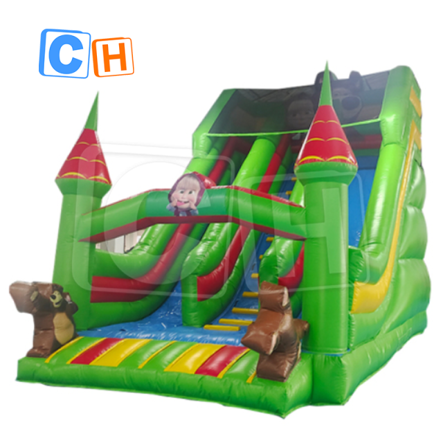 CH Popular Dry Slide Inflatable Amusement Park Inflatable Jumping Bouncer Castle Rental Business Dry Slide With Bouncer For Kids