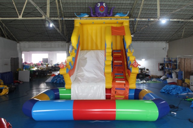 inflatable water slide into pool​