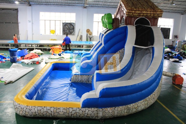 Inflatable pool with slide