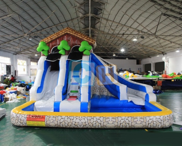Inflatable pool with slide