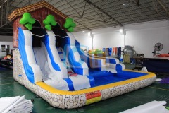 Inflatable pool with slide