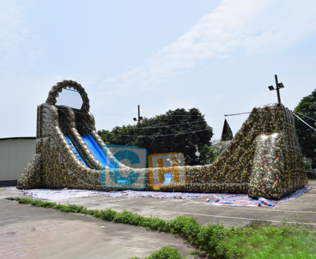 Inflatable pool slide for adults