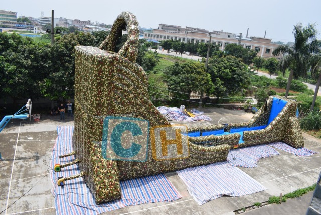 Inflatable pool slide for adults