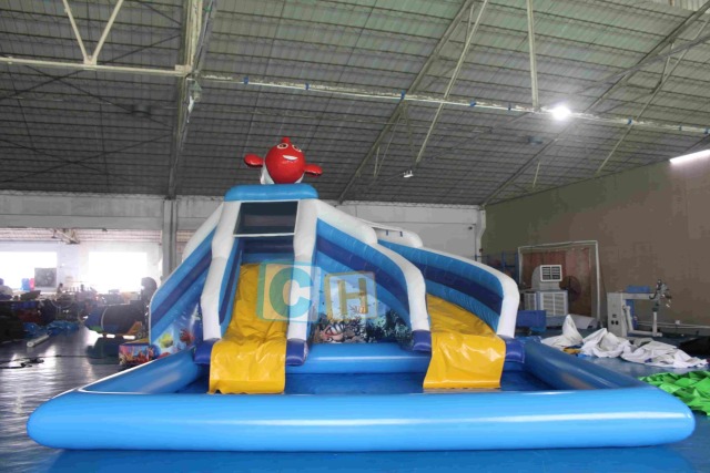 Giant inflatable pool slide