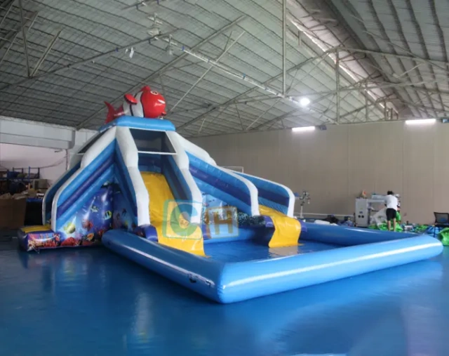 Giant inflatable pool slide